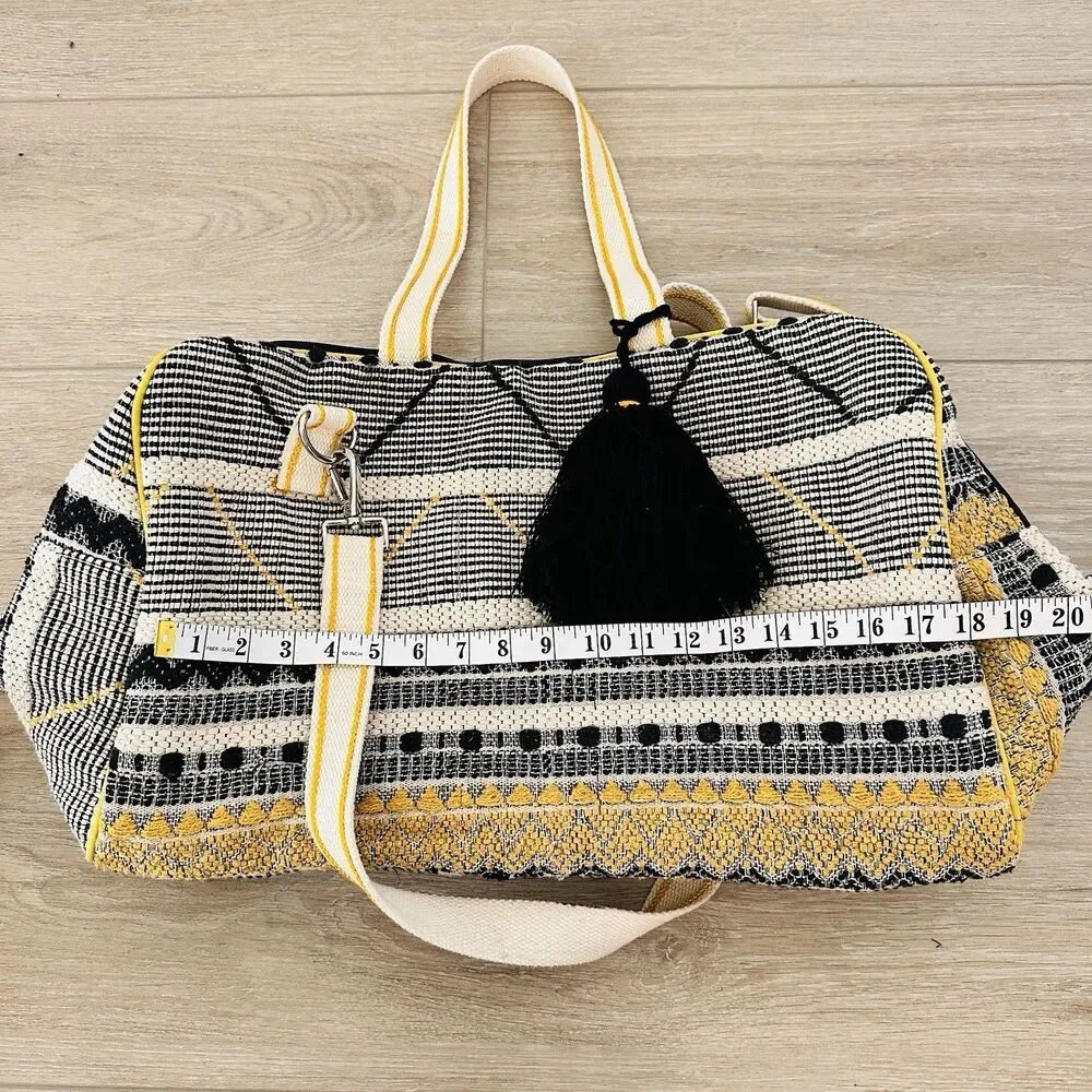 Handcrafted in India Southwestern Boho Shoulder Bag Tote Embroidered Yellow